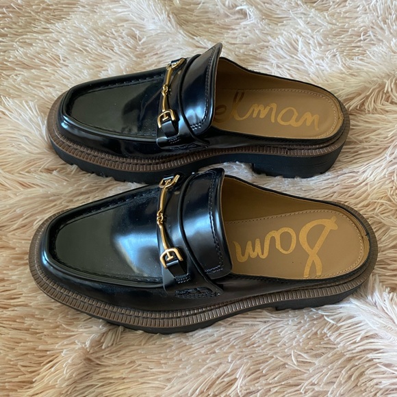 SOLD!! Sam Edelman Black Lennon Lug Sole Buckle Mule Loafer size 6 - Picture 8 of 14